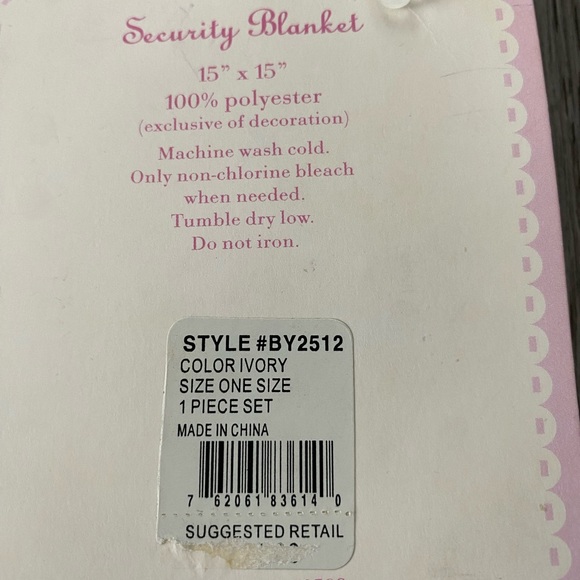 Vitamins Baby White Pink satin border security blanket 15" X 15" - Picture 5 of 5